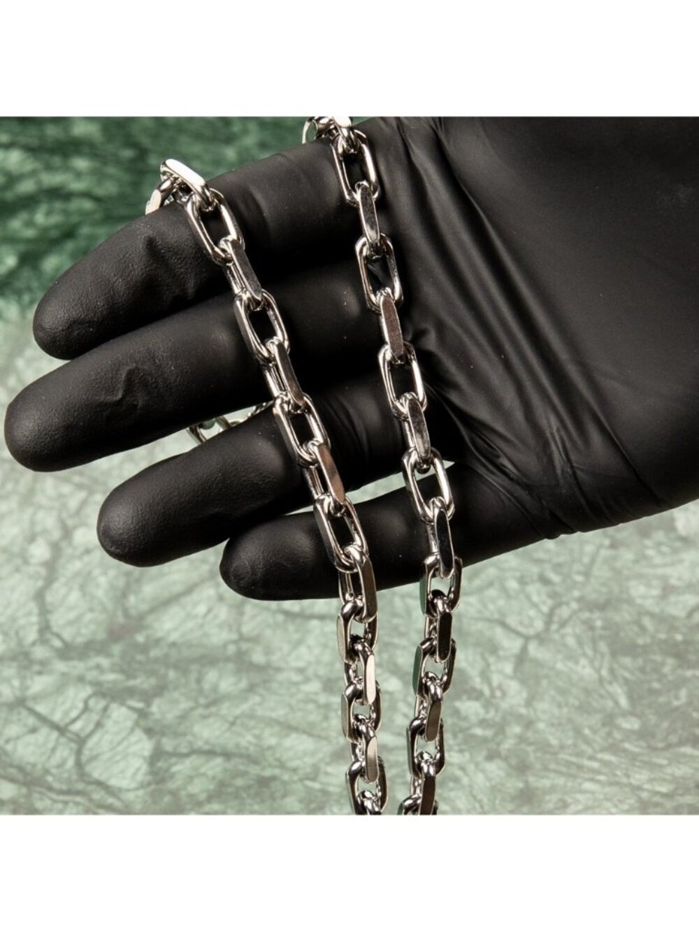 Solid White Gold Plated 316 Stainless Steel 8MM Rolo Hermes Link Chain Necklace
